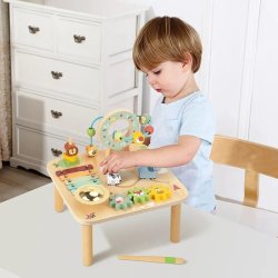 Drewniany Stolik Edukacyjny 5w1 Muzyczny 18M+ Centrum Aktywności