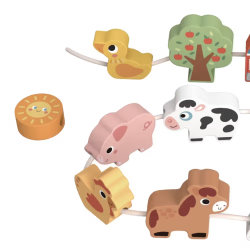 Drewniane Zwierzątka do Nawlekania Farma 13 el. 18M+