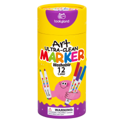 Zmywalne Markery dla Dzieci 12 Kolorów w Etui 3+