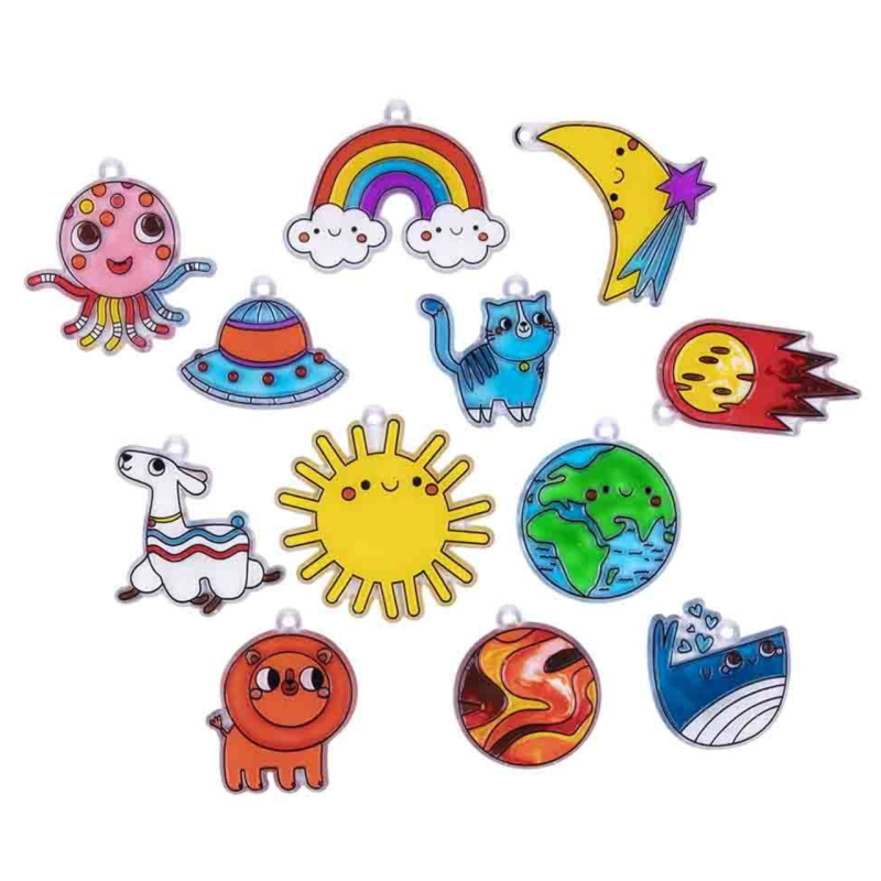 Zestaw do Malowania na Okno 12 Witraże Zwierzęta 10 Farb 6+ Dla Dzieci