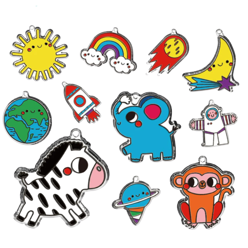 Zestaw do Malowania na Okno 12 Witraże Zwierzęta 10 Farb 6+ Dla Dzieci