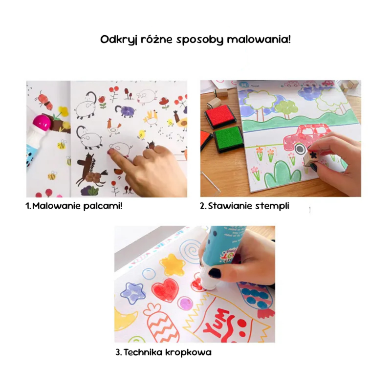 Zestaw do Malowania dla Dzieci Farby Stemple Dot Paint 4w1 3+