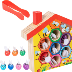 Drewniana Gra Montessori Ul z Pszczółkami i Szczypcami 9 el. 3+
