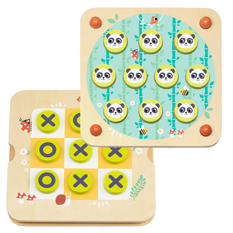 Drewniana Gra 2w1 Memory i Kółko Krzyżyk Panda 3+