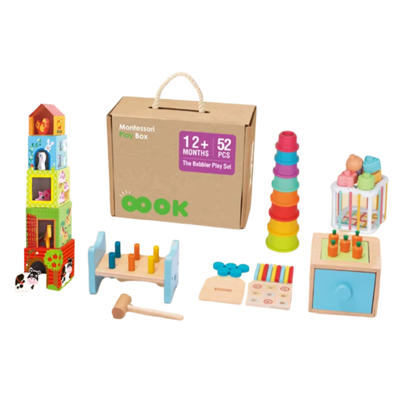 Edukacyjne Pudełko Montessori 12m+ Zestaw 52 el. Drewniane
