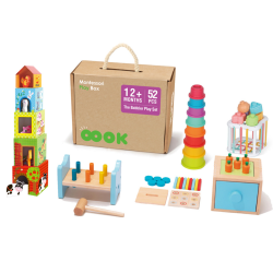 Edukacyjne Pudełko Montessori 12m+ Zestaw 52 el. Drewniane