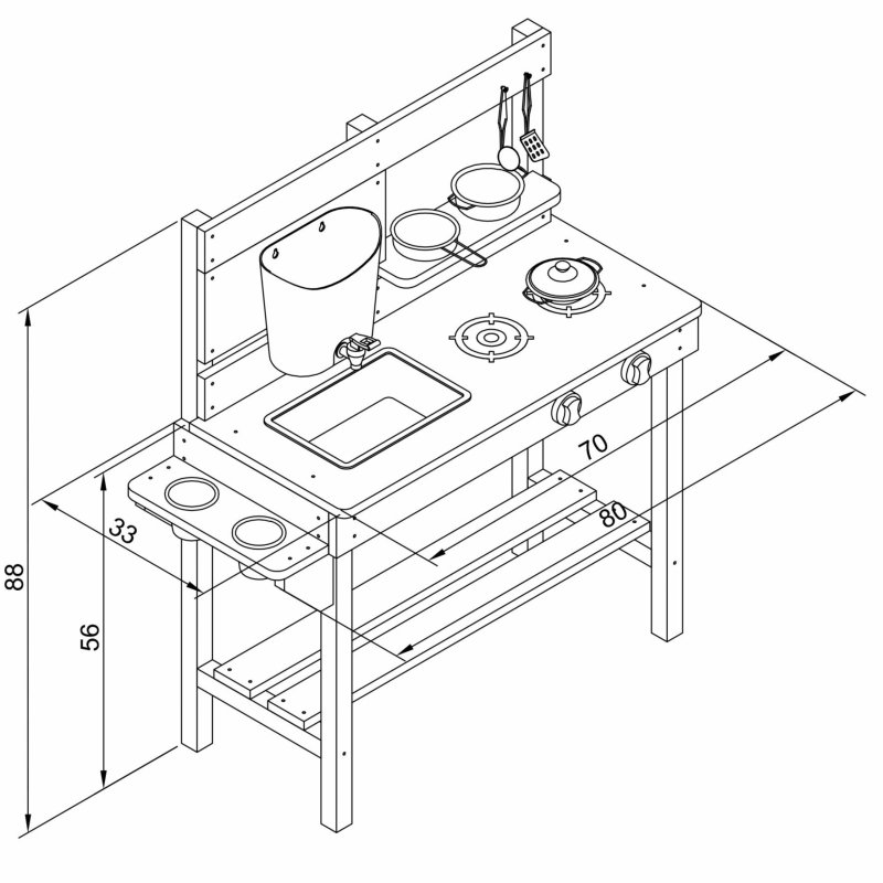 AXI Duża Drewniana Kuchnia Zabawa Woda i Piaskiem