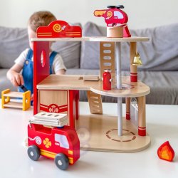 VIGA Drewniany Garaż Remiza Straży Pożarnej Zestaw 14 el