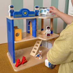 VIGA Drewniany Komisariat Policji Radiowóz 3 poziomy 14 el