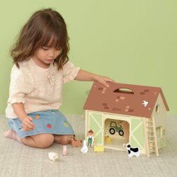 CLASSIC WORLD Drewniany Domek Farma Vintage Zestaw Figurek 17 el.