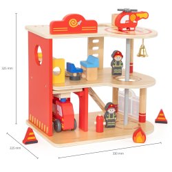 VIGA Drewniany Garaż Remiza Straży Pożarnej Zestaw 14 el