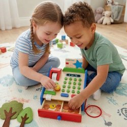 VIGA Drewniana Kasa sklepowa z akcesoriami Skaner Montessori