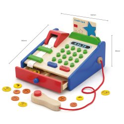 VIGA Drewniana Kasa sklepowa z akcesoriami Skaner Montessori