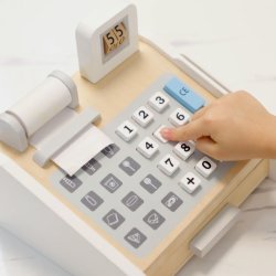 VIGA Drewniana Kasa sklepowa szaro biała