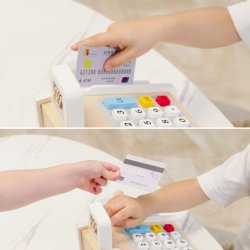 VIGA Drewniana Kasa sklepowa szaro biała