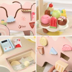 CLASSIC WORLD Drewniana Lodziarnia 3w1 Wózek 40 el.