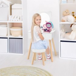 VIGA Zestaw Biała Toaletka + Akcesoria Jak z Salonu