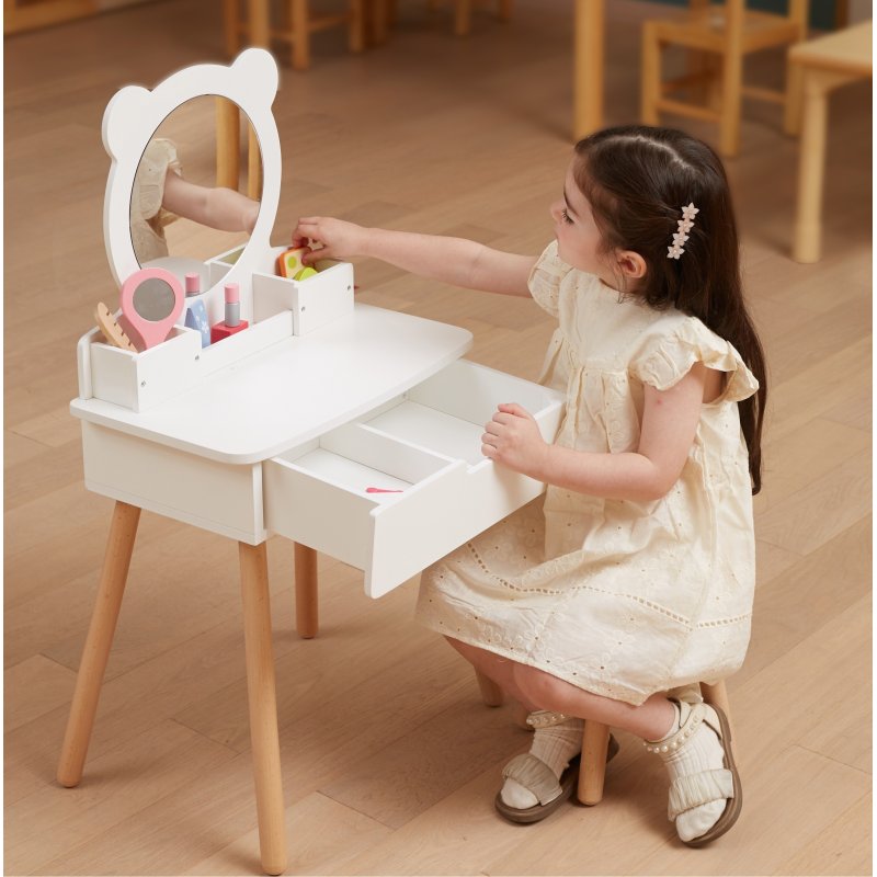 VIGA Zestaw Biała Toaletka + Akcesoria Jak z Salonu