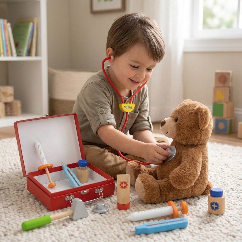 VIGA Drewniany zestaw małego lekarza w walizce