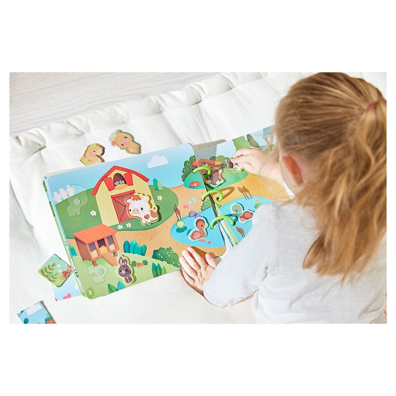 Janod Busy Book Farma Książeczka Edukacyjna z Zadaniami 3+