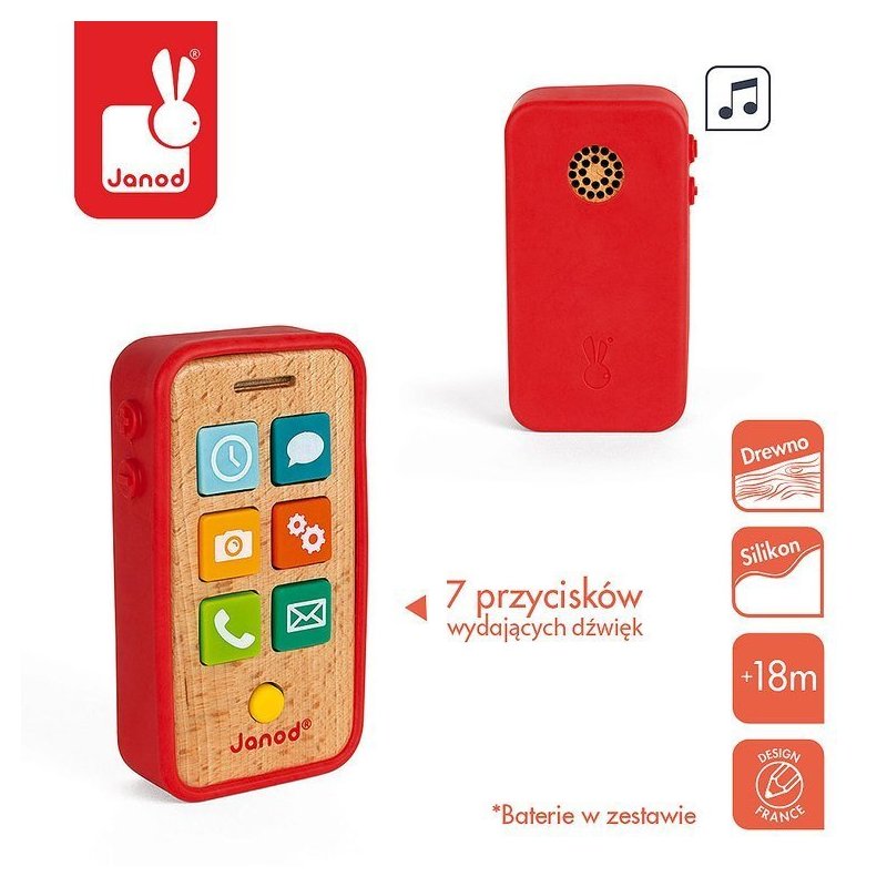 Janod Drewniany Telefon z Dźwiękami