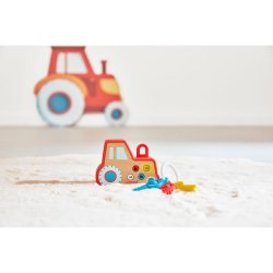 Janod Drewniany Traktor Farma z Dźwiękami i Światłami 18m+