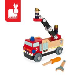 Janod Brico'Kids Drewniany Wóz Strażacki do Składania z Narzędziami