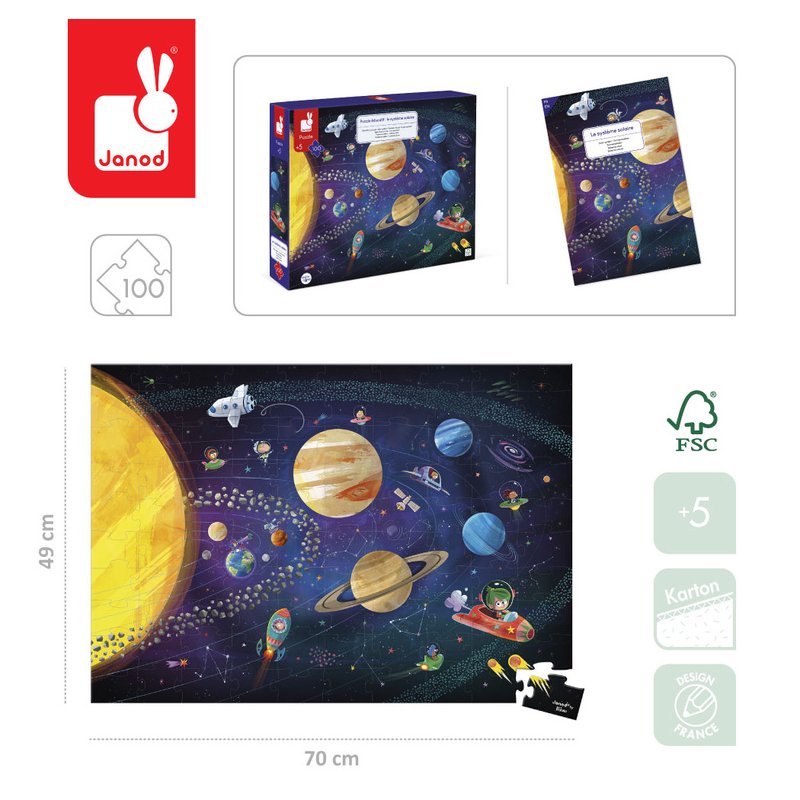 Janod Puzzle edukacyjne Układ słoneczny 100 elementów 5+ (edycja 2026)