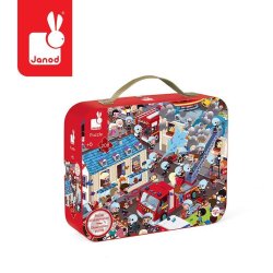 Janod Puzzle Obserwacyjne Straż Pożarna w Walizce 208 Elementów 6+