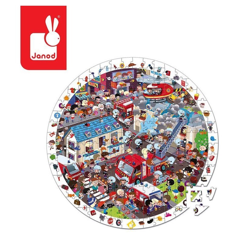 Janod Puzzle Obserwacyjne Straż Pożarna w Walizce 208 Elementów 6+