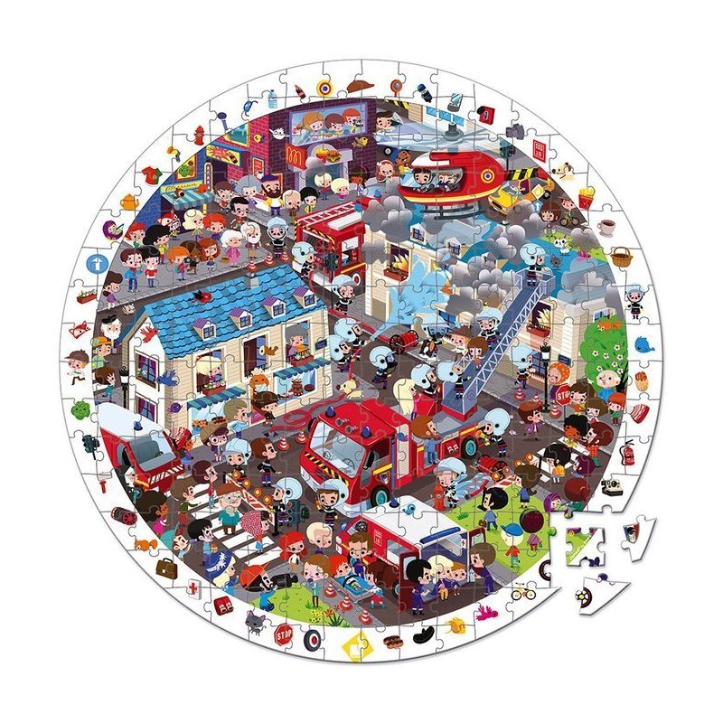 Janod Puzzle Obserwacyjne Straż Pożarna w Walizce 208 Elementów 6+