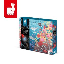 Janod Świecące Puzzle Ocean z Mini Lampką UV 24 Elementy 3+