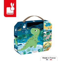 Janod Puzzle Progresywne Dinozaury 4 Układanki w Walizce 2+