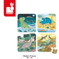 Janod Puzzle Progresywne Dinozaury 4 Układanki w Walizce 2+