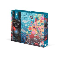 Janod Świecące Puzzle Ocean z Mini Lampką UV 24 Elementy 3+