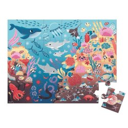 Janod Świecące Puzzle Ocean z Mini Lampką UV 24 Elementy 3+