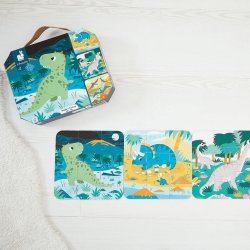 Janod Puzzle Progresywne Dinozaury 4 Układanki w Walizce 2+