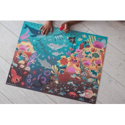 Janod Świecące Puzzle Ocean z Mini Lampką UV 24 Elementy 3+