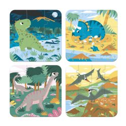 Janod Puzzle Progresywne Dinozaury 4 Układanki w Walizce 2+