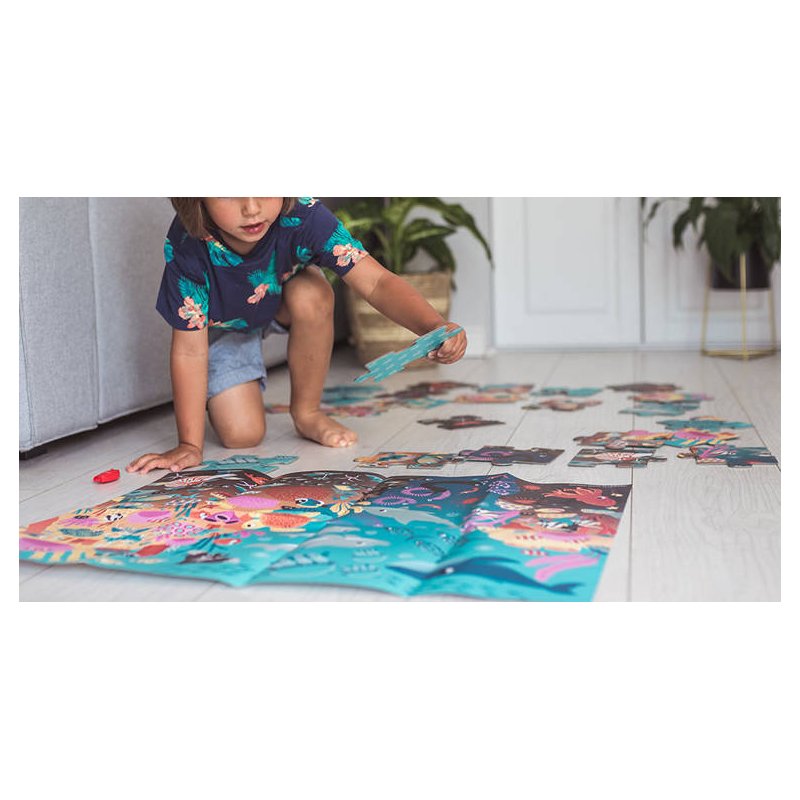 Janod Świecące Puzzle Ocean z Mini Lampką UV 24 Elementy 3+