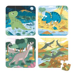 Janod Puzzle Progresywne Dinozaury 4 Układanki w Walizce 2+