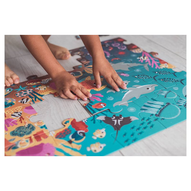 Janod Świecące Puzzle Ocean z Mini Lampką UV 24 Elementy 3+