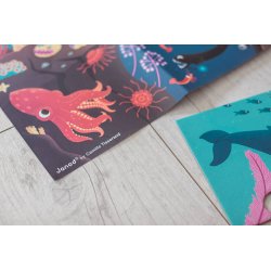 Janod Świecące Puzzle Ocean z Mini Lampką UV 24 Elementy 3+