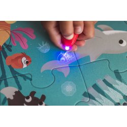 Janod Świecące Puzzle Ocean z Mini Lampką UV 24 Elementy 3+