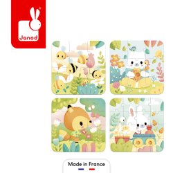 Janod Puzzle Progresywne Pure Zwierzątka 4 Układanki w Walizce 2+