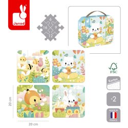 Janod Puzzle Progresywne Pure Zwierzątka 4 Układanki w Walizce 2+