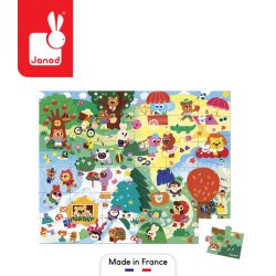 Janod Puzzle w walizce 4 pory roku 36 elementów 4+ Made in France