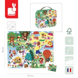 Janod Puzzle w walizce 4 pory roku 36 elementów 4+ Made in France