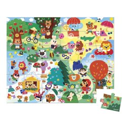 Janod Puzzle w walizce 4 pory roku 36 elementów 4+ Made in France