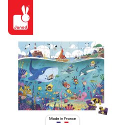 Janod Puzzle w walizce Podwodny świat 100 elementów 6+ Made in France